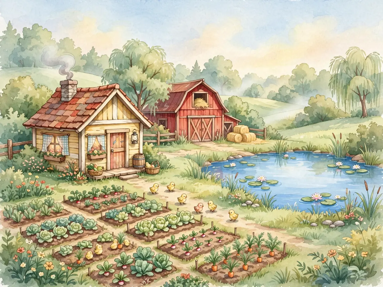 Arte conceptual ilustrativo exclusivo para la ficha de Stardew Valley; no es la portada oficial del juego